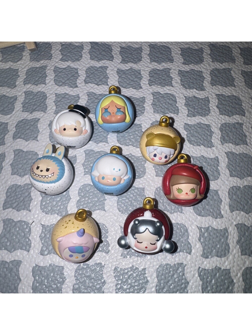 Pop Bean Christmas Ornament Ball Series Skullpanda Labubu Crybaby Dimoo Set Of 8